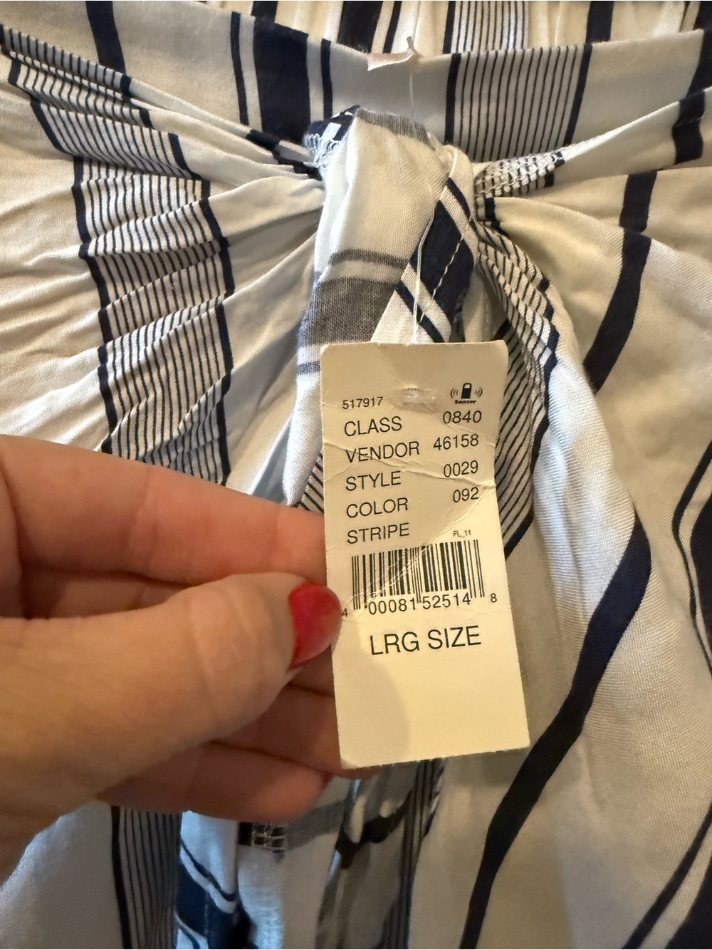 PacSun White and Navy Vertical Stripe Mini Skirt with Front Tie - Picture 3 of 6